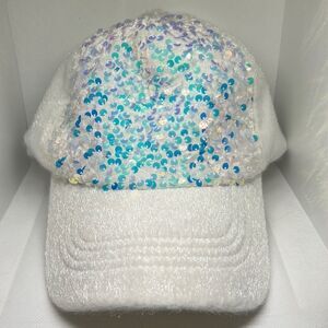 White Sequin Baseball Cap - Sparkle Women's Hat